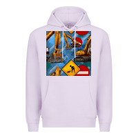 Lilac excavator seamless pattern Premium Hoodie - BundleAndBundleShop