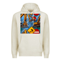 Oatmeal Heather excavator seamless pattern Premium Hoodie - BundleAndBundleShop