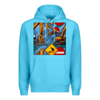 Ocean Blue excavator seamless pattern Premium Hoodie - BundleAndBundleShop