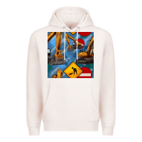 Pale Pink excavator seamless pattern Premium Hoodie - BundleAndBundleShop