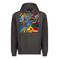 Smoke excavator seamless pattern Premium Hoodie - BundleAndBundleShop