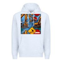 White excavator seamless pattern Premium Hoodie - BundleAndBundleShop
