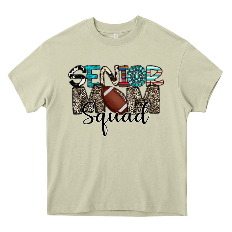 Senior Mom Squad Football Design Heavy Core Tee by CowhideDigitalArt | Teevron