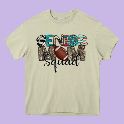 Senior Mom Squad Football Design Heavy Core Tee Designed By Cowhidedigitalart