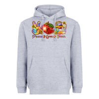 Heather Grey peace love teach Heavyweight Hoodie - texasbilliewilder