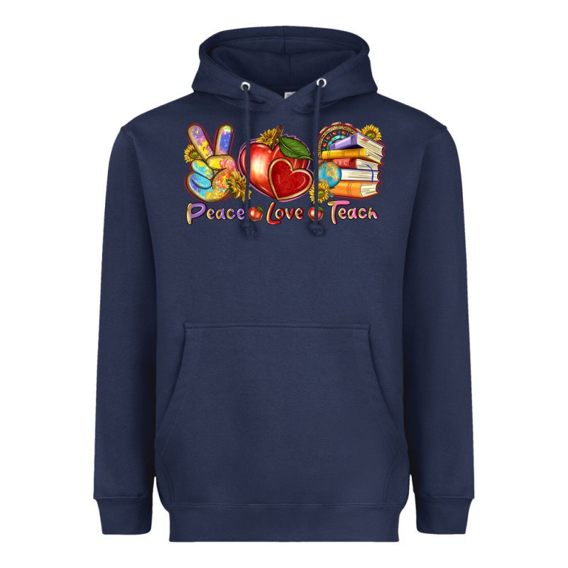 Peace Love Teach Heavyweight Hoodie by texasbilliewilder | Teevron