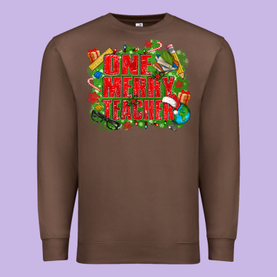 One Merry Teacher Premium Sweatshirt Designed By Texasbilliewilder
