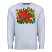 Heather Grey one merry teacher Premium Sweatshirt - texasbilliewilder