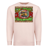 Pale Pink Christmas school bus Premium Sweatshirt - texasbilliewilder