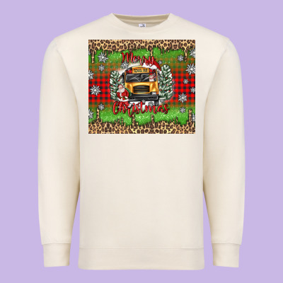 Christmas School Bus Premium Sweatshirt Designed By Texasbilliewilder