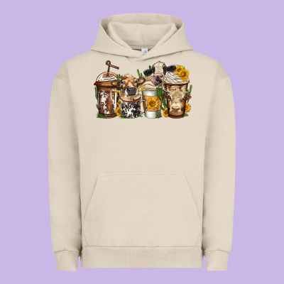 Cows Coffee Cups Urban Hoodie Designed By Jasminsmagicworld