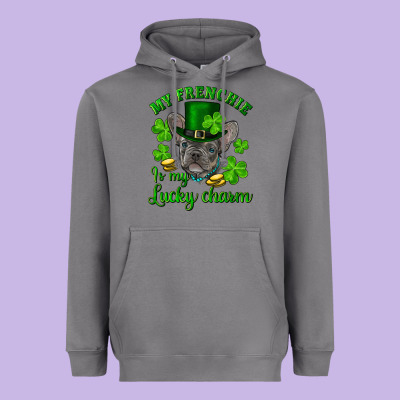 St.patrick's Day My French Bulldog Is My Lucky Charm Heavyweight Hoodie Designed By Ranaportraitstore