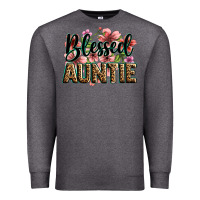 Charcoal Heather flowers blessed auntie Premium Sweatshirt - Zillion Design Studio