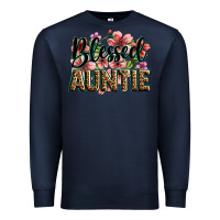 Navy flowers blessed auntie Premium Sweatshirt - Zillion Design Studio