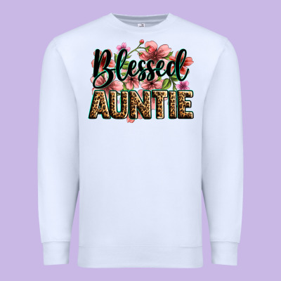 Flowers Blessed Auntie Premium Sweatshirt Designed By Zillion Design Studio
