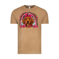 Vintage Camel dachshund puppy floral rainbow Vintage Tee - Artiststas