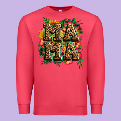 Floral Leopard Mama Premium Sweatshirt Designed By Zillion Design Studio