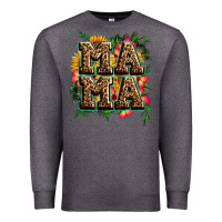 Charcoal Heather floral leopard mama Premium Sweatshirt - Zillion Design Studio