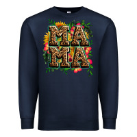 Navy floral leopard mama Premium Sweatshirt - Zillion Design Studio