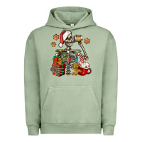 Pigment Oil Green christmas skeleton coffee Urban Hoodie - Jasminsmagicworld