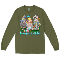 Army Green happy easter gnome Long Sleeve Tee - BarkalooDesign
