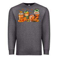 Charcoal Heather pumpkins coffee cups Premium Sweatshirt - Zillion Design Studio