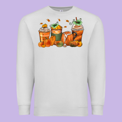 Pumpkins Coffee Cups Premium Sweatshirt Designed By Zillion Design Studio