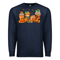 Navy pumpkins coffee cups Premium Sweatshirt - Zillion Design Studio