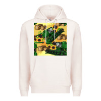 Pale Pink harvester seamless pattern Premium Hoodie - BundleAndBundleShop