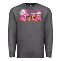 Charcoal Heather pink christmas coffee cups Premium Sweatshirt - texasbilliewilder
