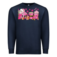 Navy pink christmas coffee cups Premium Sweatshirt - texasbilliewilder