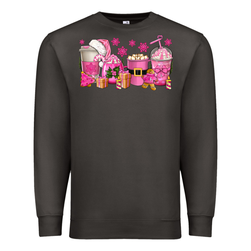 Pink Christmas Coffee Cups Premium Sweatshirt by texasbilliewilder | Teevron