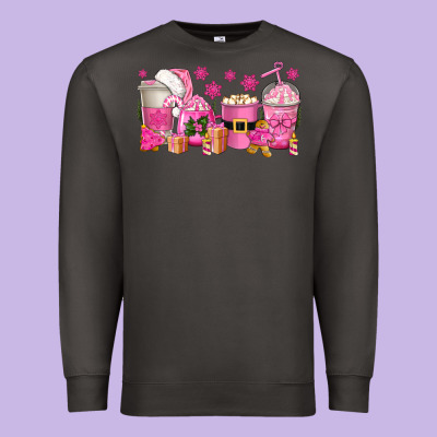 Pink Christmas Coffee Cups Premium Sweatshirt Designed By Texasbilliewilder
