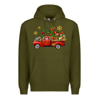 Army Green Christmas truck Premium Hoodie - AdoDesignShop