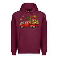 Burgundy Christmas truck Premium Hoodie - AdoDesignShop