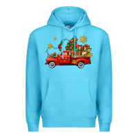 Ocean Blue Christmas truck Premium Hoodie - AdoDesignShop