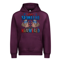 Mauve Wine star spangled and hammered skeleton hand Urban Hoodie - Jasminsmagicworld