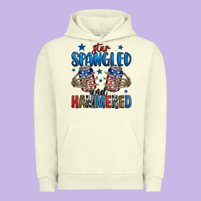 Star Spangled And Hammered Skeleton Hand Urban Hoodie Designed By Jasminsmagicworld