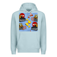 Blue Mist bulldozer seamles pattern Premium Hoodie - BundleAndBundleShop