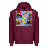 Burgundy bulldozer seamles pattern Premium Hoodie - BundleAndBundleShop