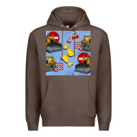 Coffee bulldozer seamles pattern Premium Hoodie - BundleAndBundleShop