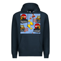 Navy bulldozer seamles pattern Premium Hoodie - BundleAndBundleShop