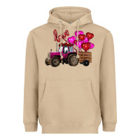 Mushroom valentine's day pink tractor with pin heart balloons Heavyweight Hoodie - RanaPortraitStore