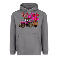 Storm valentine's day pink tractor with pin heart balloons Heavyweight Hoodie - RanaPortraitStore