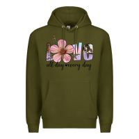 Army Green love all day every day Premium Hoodie - Artiststas