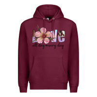 Burgundy love all day every day Premium Hoodie - Artiststas