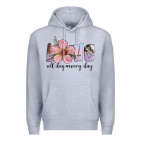 Heather Grey love all day every day Premium Hoodie - Artiststas