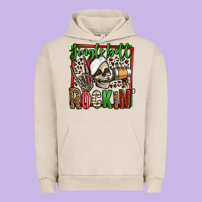 Jingle Bell Rockin Skeleton Christmas Urban Hoodie Designed By Jasminsmagicworld