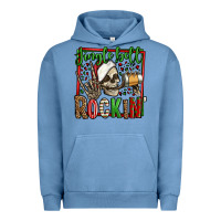 Pigment Pebble Blue jingle bell rockin skeleton christmas Urban Hoodie - Jasminsmagicworld