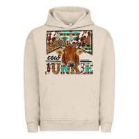 Pigment French Oak cow junkie Urban Hoodie - NancyCooperArtShop